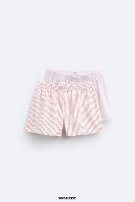 Zara accessoires P66V1417 Hommes lot de deux boxers en popeline rayée divers