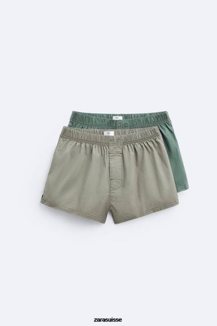 Zara accessoires P66V1418 Hommes Lot de 2 boxers courts en popeline divers