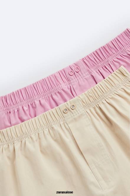 Zara accessoires P66V1419 Hommes Lot de 2 boxers courts en popeline divers