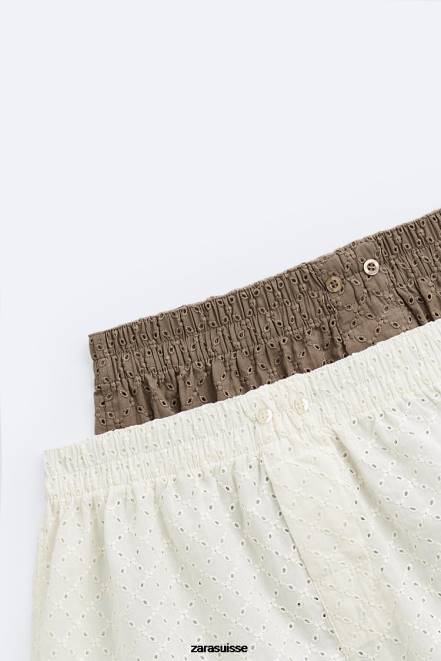 Zara accessoires P66V1420 Hommes Lot de 2 boxers ajourés brodés divers