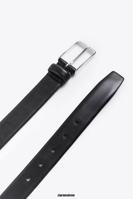 Zara accessoires P66V1451 Hommes ceinture habillée en cuir noir