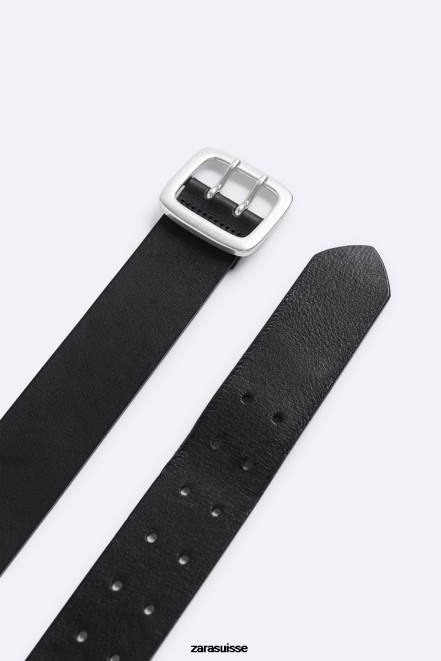 Zara accessoires P66V1452 Hommes large ceinture en cuir noir