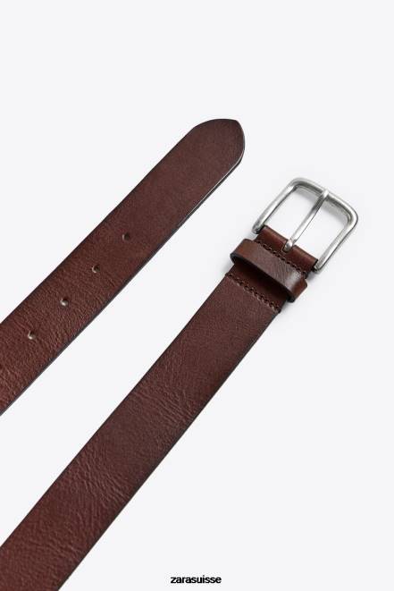 Zara accessoires P66V1453 Hommes ceinture en cuir basique brun