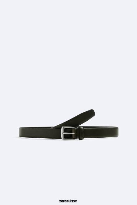 Zara accessoires P66V1454 Hommes ceinture habillée en cuir vert