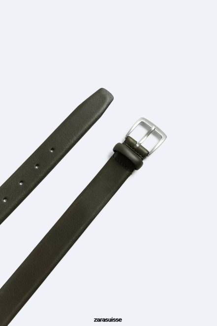 Zara accessoires P66V1454 Hommes ceinture habillée en cuir vert