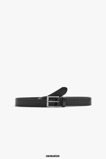 Zara accessoires P66V1455 Hommes ceinture en cuir noir