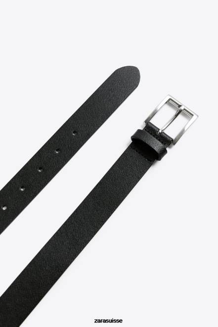Zara accessoires P66V1455 Hommes ceinture en cuir noir