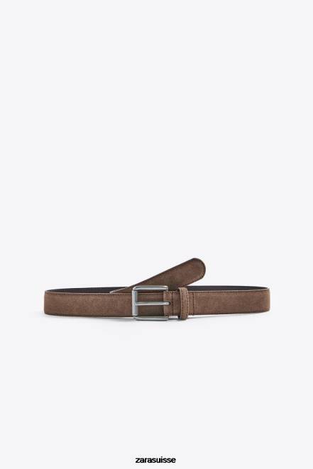 Zara accessoires P66V1460 Hommes ceinture en daim marron/taupe