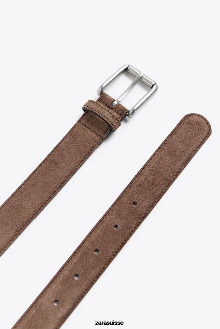 Zara accessoires P66V1460 Hommes ceinture en daim marron/taupe