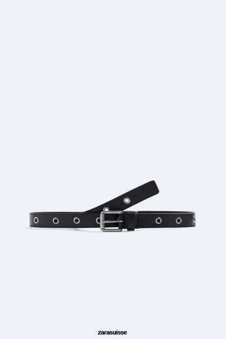 Zara accessoires P66V1462 Hommes ceinture en cuir noir