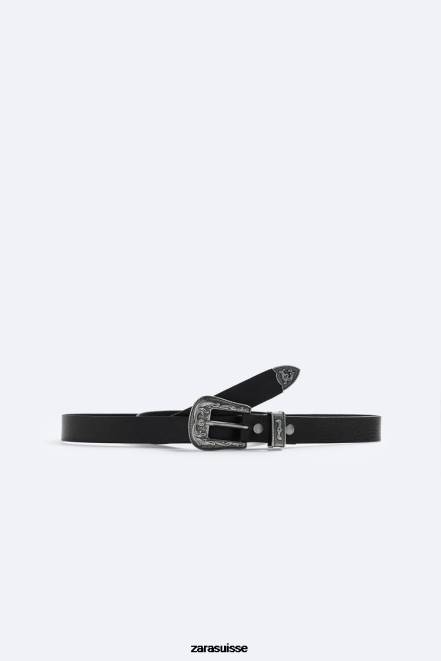 Zara accessoires P66V1464 Hommes ceinture en cuir noir