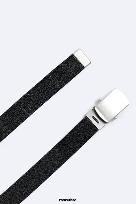 Zara accessoires P66V1465 Hommes ceinture en cuir noir