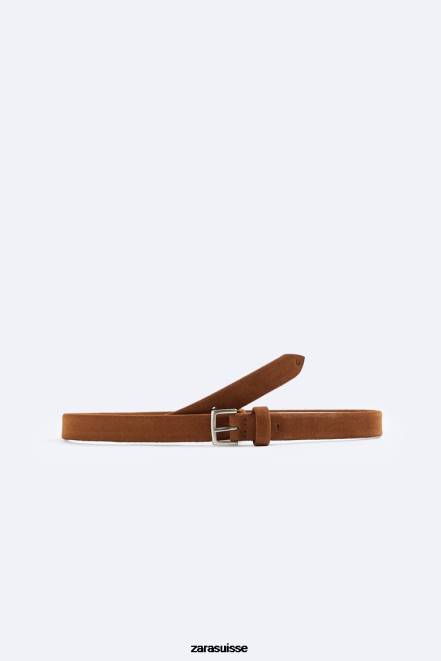 Zara accessoires P66V1466 Hommes ceinture en daim cuir