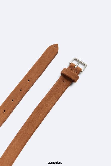 Zara accessoires P66V1466 Hommes ceinture en daim cuir