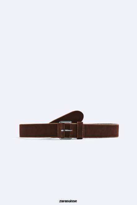 Zara accessoires P66V1468 Hommes ceinture en cuir brun