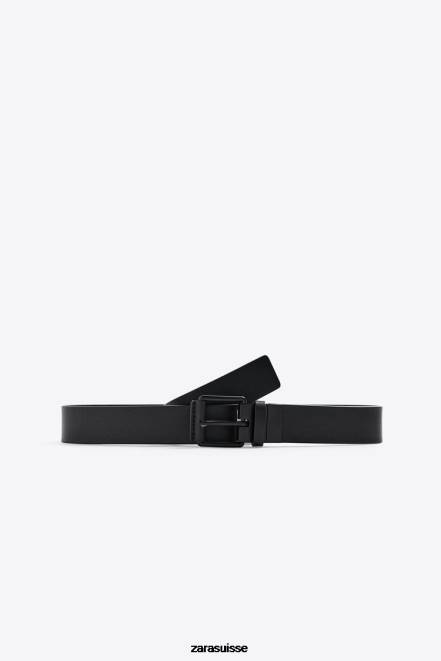Zara accessoires P66V1475 Hommes ceinture réversible en cuir noir