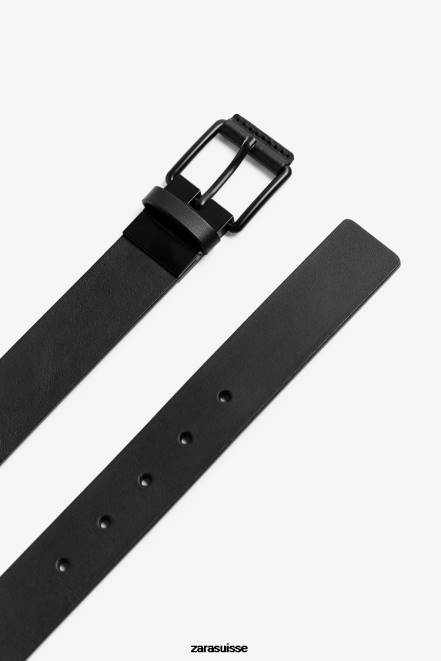 Zara accessoires P66V1475 Hommes ceinture réversible en cuir noir