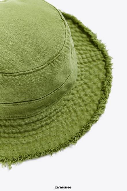 Zara accessoires P66V1437 Hommes chapeau de seau vert moyen