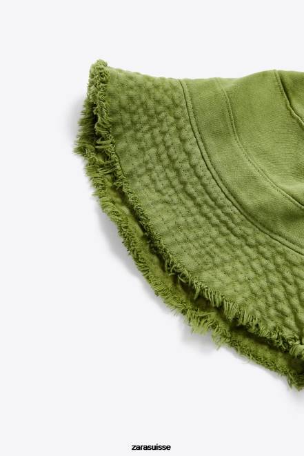 Zara accessoires P66V1437 Hommes chapeau de seau vert moyen