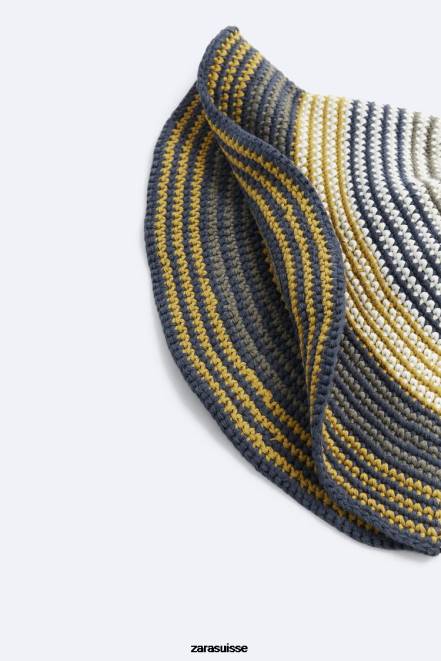 Zara accessoires P66V1440 Hommes chapeau rayé au crochet écru