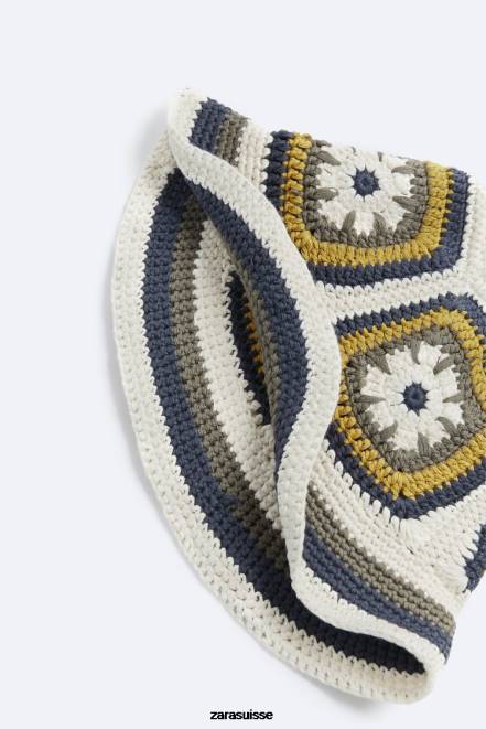 Zara accessoires P66V1441 Hommes chapeau carrés au crochet écru
