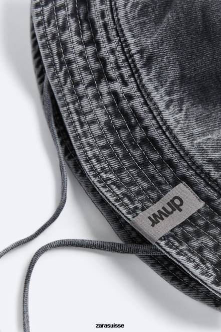 Zara accessoires P66V1447 Hommes chapeau bob en jean gris anthracite