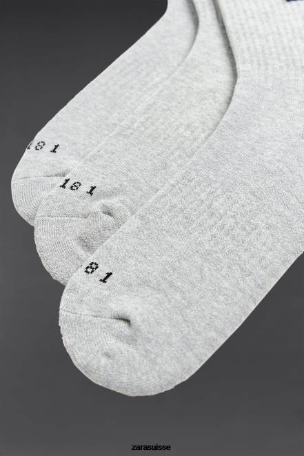 Zara accessoires P66V1409 Hommes Lot de 3 chaussettes de sport marnes grises