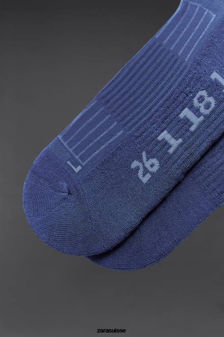 Zara accessoires P66V1410 Hommes chaussettes d'entraînement cycliste bleu moyen