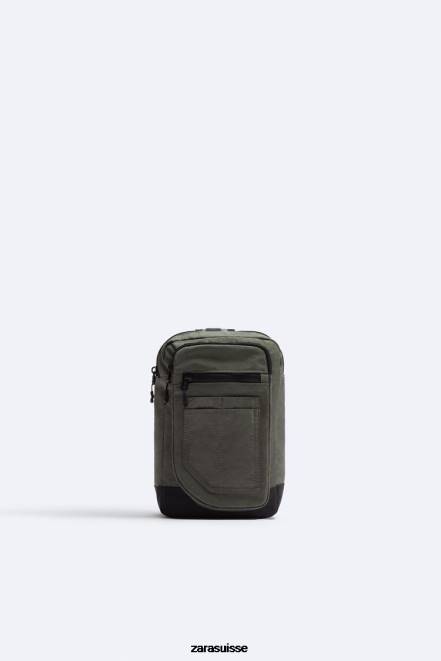 Zara accessoires P66V1285 Hommes sac à bandoulière technique vert kaki