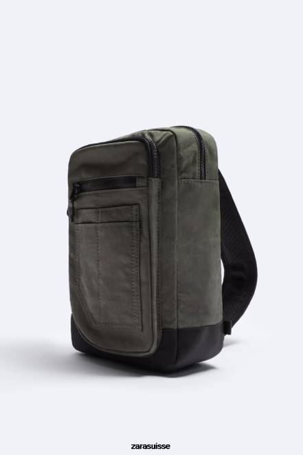Zara accessoires P66V1285 Hommes sac à bandoulière technique vert kaki