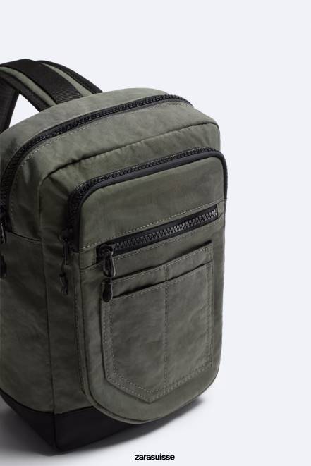Zara accessoires P66V1285 Hommes sac à bandoulière technique vert kaki