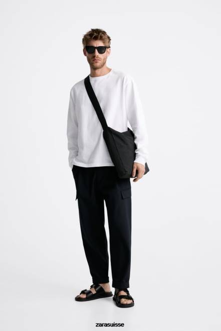 Zara accessoires P66V1292 Hommes sac à bandoulière souple XL noir