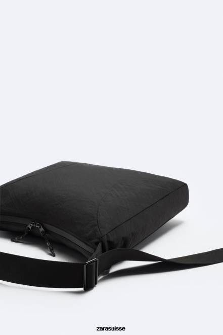 Zara accessoires P66V1292 Hommes sac à bandoulière souple XL noir