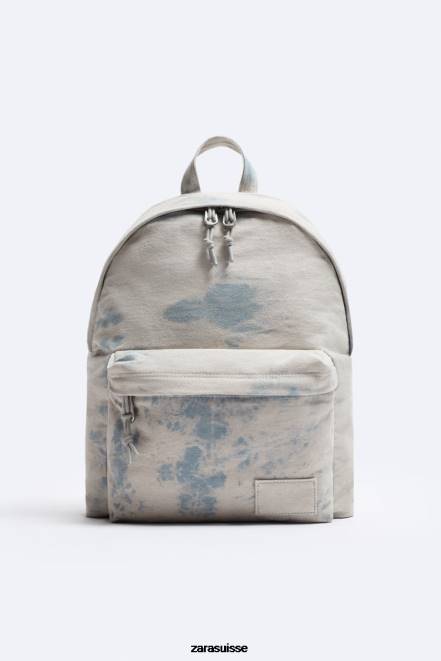 Zara accessoires P66V1293 Hommes sac à dos en toile délavée tie-dye bleu