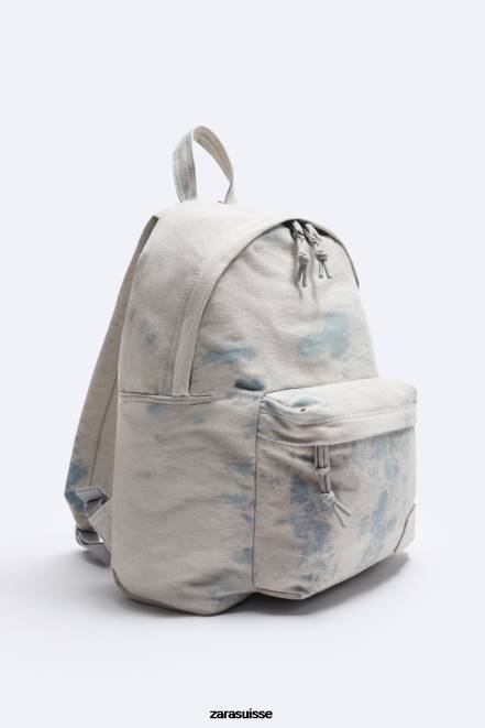 Zara accessoires P66V1293 Hommes sac à dos en toile délavée tie-dye bleu