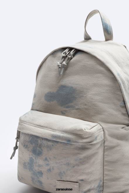 Zara accessoires P66V1293 Hommes sac à dos en toile délavée tie-dye bleu