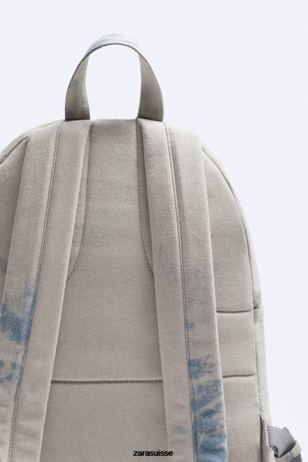 Zara accessoires P66V1293 Hommes sac à dos en toile délavée tie-dye bleu