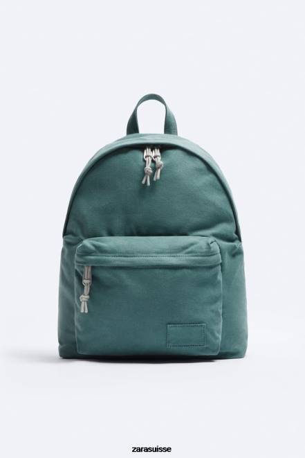 Zara accessoires P66V1294 Hommes sac à dos en toile lavée vert