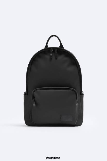 Zara accessoires P66V1295 Hommes sac à dos fin caoutchouté noir