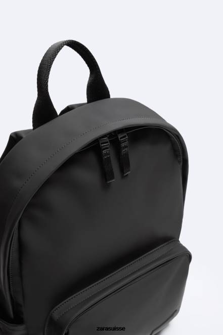 Zara accessoires P66V1295 Hommes sac à dos fin caoutchouté noir