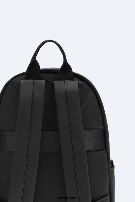 Zara accessoires P66V1295 Hommes sac à dos fin caoutchouté noir