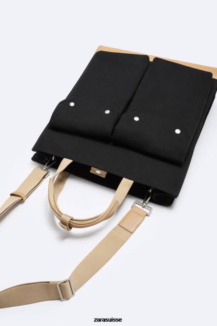 Zara accessoires P66V1296 Hommes sac cabas multipoches noir