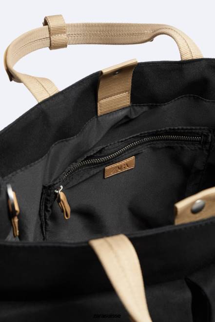 Zara accessoires P66V1296 Hommes sac cabas multipoches noir