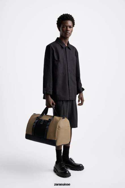 Zara accessoires P66V1299 Hommes sac de sport caoutchouté brun sable