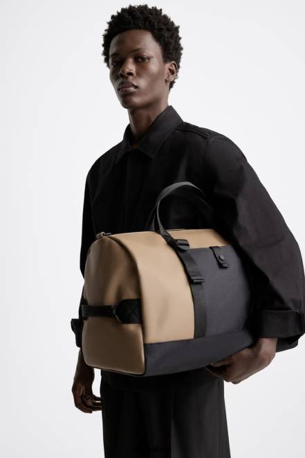 Zara accessoires P66V1299 Hommes sac de sport caoutchouté brun sable