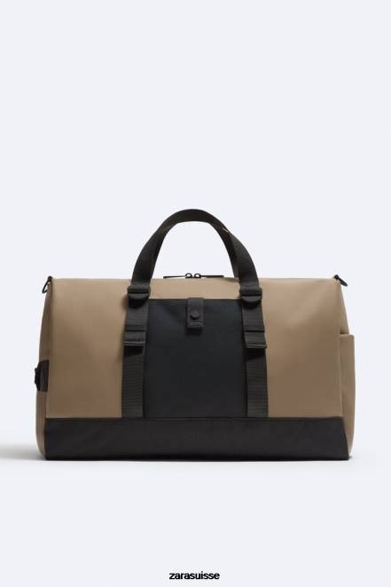 Zara accessoires P66V1299 Hommes sac de sport caoutchouté brun sable