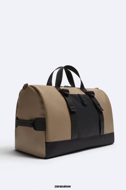 Zara accessoires P66V1299 Hommes sac de sport caoutchouté brun sable