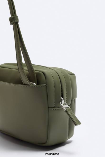 Zara accessoires P66V1305 Hommes petit sac bandoulière à rabat caoutchouté vert