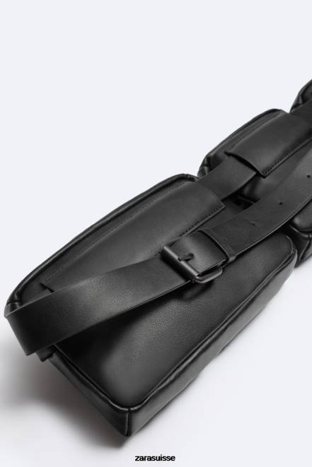 Zara accessoires P66V1308 Hommes sac à bandoulière multipoches noir