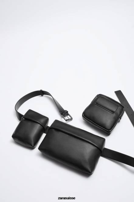 Zara accessoires P66V1308 Hommes sac à bandoulière multipoches noir